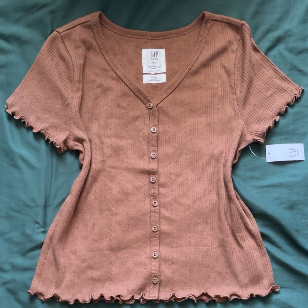 GAP Women's Button-Down Top - Brown
